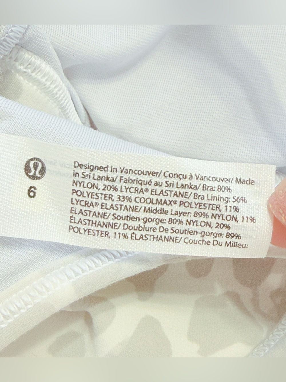 Lululemon white gray cheetah leopard print align sweetheart bra - Picture 4 of 8
